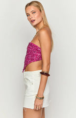 Storm Pink Sequin Strapless Top