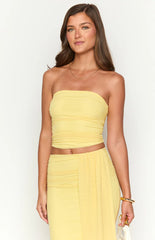 Silvie Yellow Strapless Crop Top