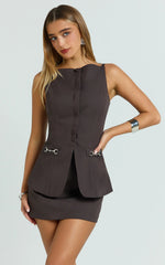 Chocolate Two-Piece Top and Skirt Set