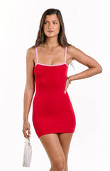 Phoebe Red Contrast Knit Mini Dress
