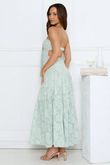 Honey Petal Haze Strapless Maxi Dress Sage