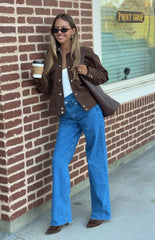 Kansis Mid Wash Scallop Pockets Uneven Waist Jeans