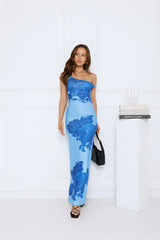 The Darling Edit Off Shoulder Maxi Dress Blue