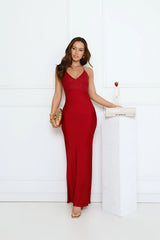 Romanced By You Satin Maxi Dress Wine