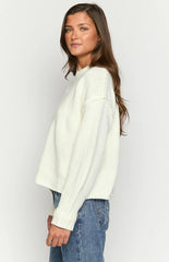 Edwina Cream Raw Edge Knit Sweater