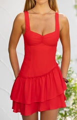 Little Lies Red Ruffle Mini Dress