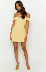 Daydreaming Yellow Off Shoulder Mini Dress