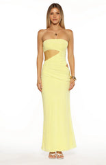 Xela Yellow Strapless Maxi Dress