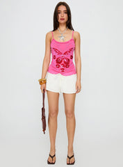 Start Of Summer Sequin Top Pink