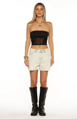 Stay Black Strapless Mesh Corset Top