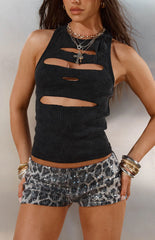 Calithea Silver Leopard Sequin Micro Shorts