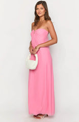 Brynner Pink Strapless Maxi Dress