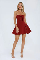 Simply Iconic Strapless Mini Dress Burgundy