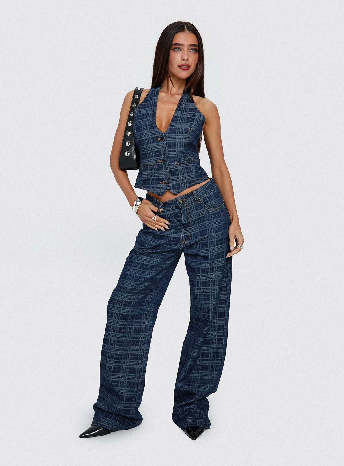 Top Model Jean Indigo Plaid