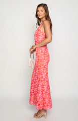 Beck Orange Floral Print Maxi Dress