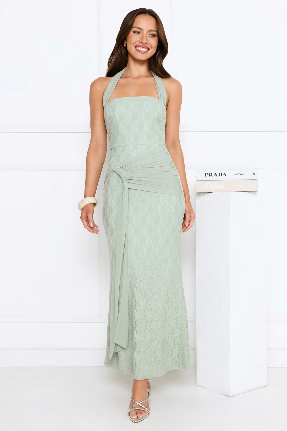Kissed By Stars Halter Maxi Dress Green