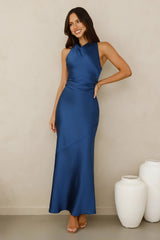 Eden Satin Maxi Dress Navy