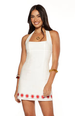 Haven White and Red Sun Halter Mini Dress
