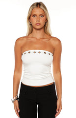 Harloe White Eyelet Strapless Tube Top