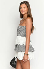 Rosealie Black And White Strapless Mini Dress