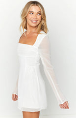 Lucy White Long Sleeve Mini Dress
