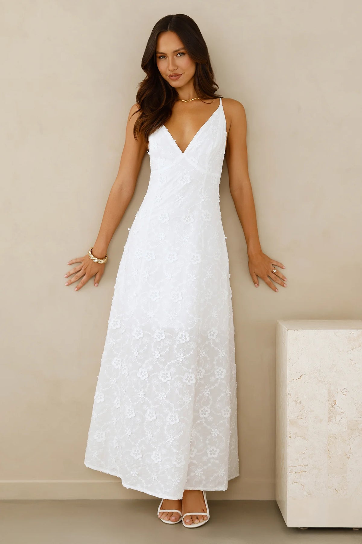 Soft Moonbeam Maxi Dress White