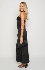 Merlo Black Strapless Formal Maxi Dress