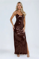Sequin Statement Midi Dress Wine