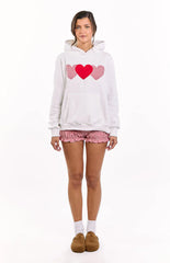 White And Red Heart Hoodie