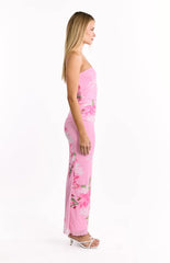 Imogen Pink and Green Floral Print Maxi Dress
