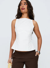 Inner Glow Open Back Top White