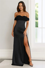 Couture Enchantment Off Shoulder Maxi Dress Black