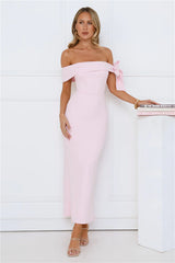 Candlelight Dream Off Shoulder Maxi Dress Pink