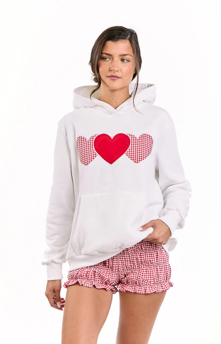 White And Red Heart Hoodie