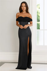 Couture Enchantment Off Shoulder Maxi Dress Black