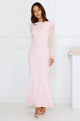 Love Chaser Mesh Long Sleeve Maxi Dress Pink
