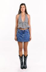 Opolo Black Gingham Crop Top