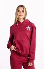Burgundy Leopard Star Hoodie