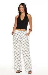 Loreta White Polka Dot Low Waist Pants