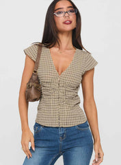 Indulgence Corset Top Beige Check
