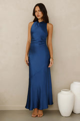 Eden Satin Maxi Dress Navy