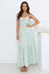 Honey Petal Haze Strapless Maxi Dress Sage