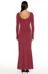 Misaki Burgundy Long Sleeve Wrap Maxi Dress