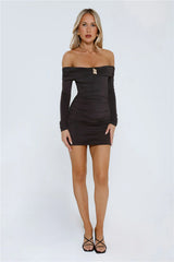 Starlit Society Off Shoulder Mini Dress Black