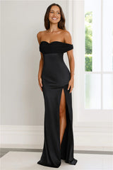 Couture Enchantment Off Shoulder Maxi Dress Black