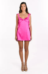Joyce Hot Pink Satin Mini Dress