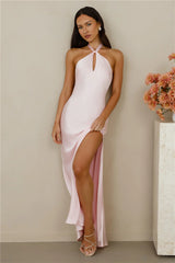 The Delilah Satin Halter Maxi Dress Pink