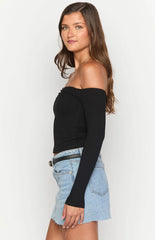 Anabel Black Long Sleeve Top