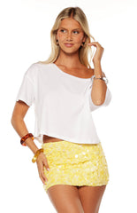 Spritz Yellow Sequin Party Mini Skirt