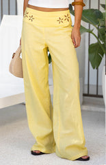 Alamara Yellow Floral Detail Wide Leg Pants